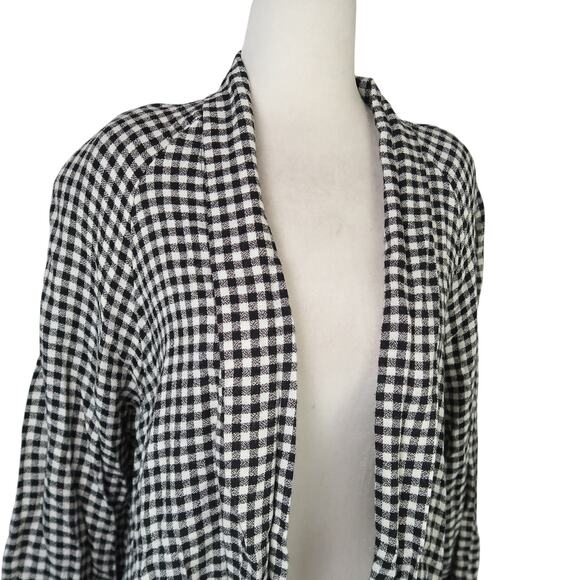 Vintage 90s Rampage Black and White Gingham Check Plaid Swing Blazer Jacket 9 - Picture 2 of 6